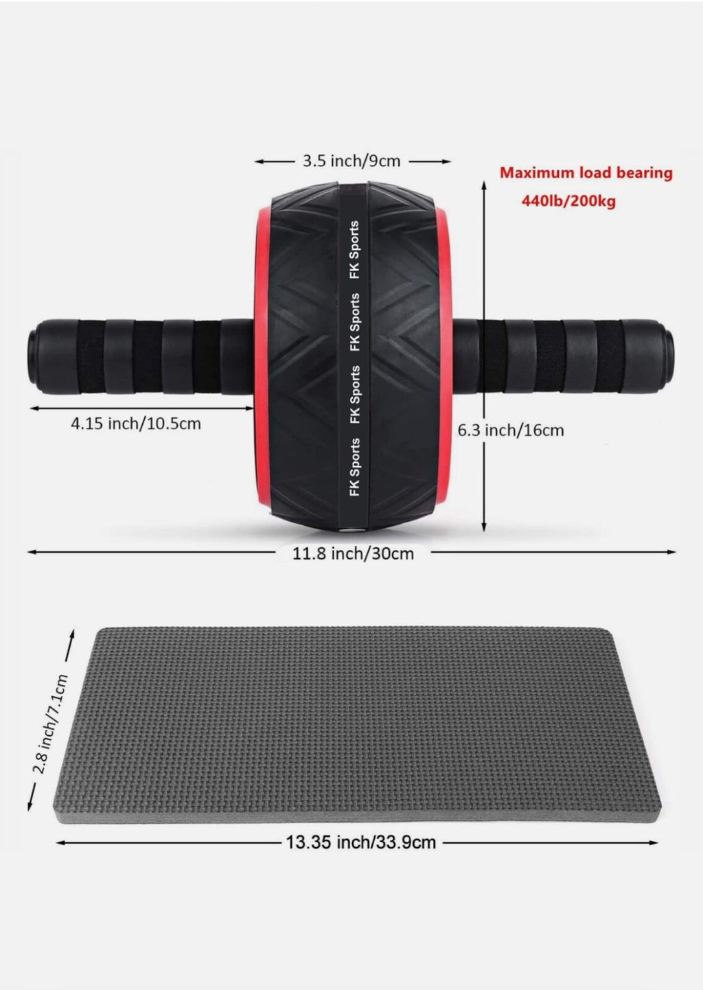 Pro Abs Roller Exercise Wheel Abdominal Core Strength Workout Muscle Cruncher---Black