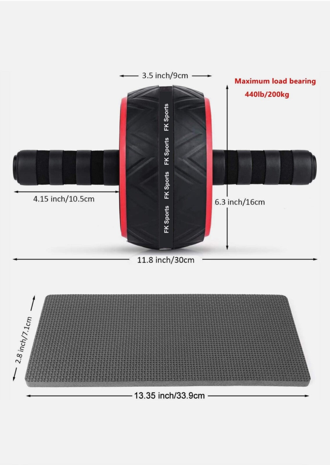 Pro Abs Roller Exercise Wheel Abdominal Core Strength Workout Muscle Cruncher---Black