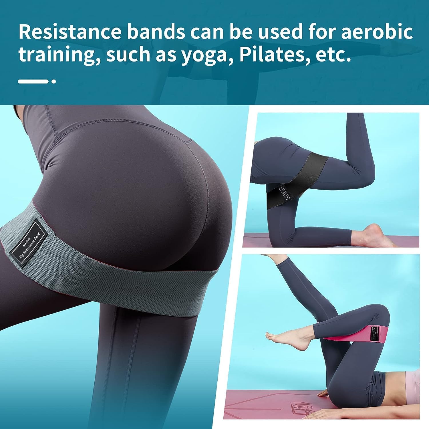 Resistance Bands Sets Portable Exercise Loops for Legs and Hip 3 Resistance Level Workout Weight Bands with Non-Slip Design Workout Flexbands for Home Gym Office Yoga Pilates