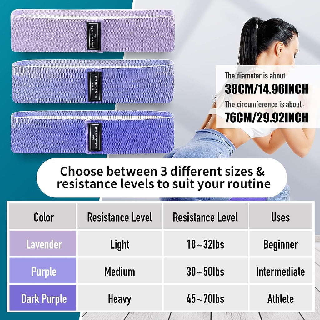 Resistance Bands Sets Portable Exercise Loops for Legs and Hip 3 Resistance Level Workout Weight Bands with Non-Slip Design Workout Flexbands for Home Gym Office Yoga Pilates