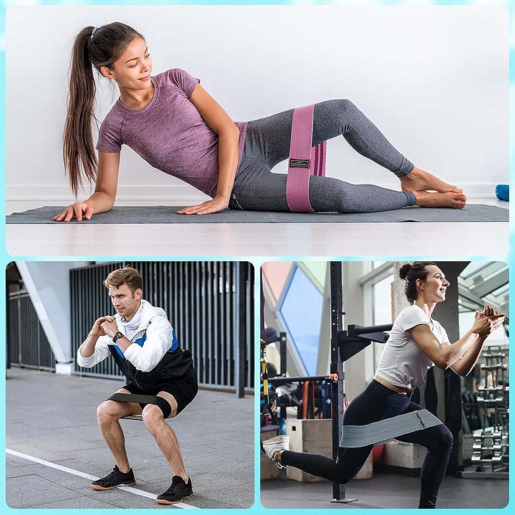 Resistance Bands Sets Portable Exercise Loops for Legs and Hip 3 Resistance Level Workout Weight Bands with Non-Slip Design Workout Flexbands for Home Gym Office Yoga Pilates