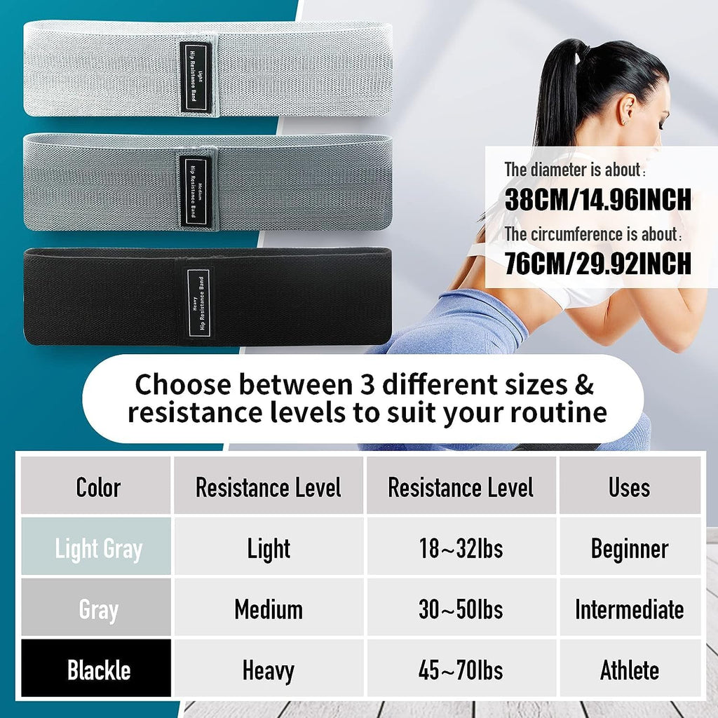 Resistance Bands Sets Portable Exercise Loops for Legs and Hip 3 Resistance Level Workout Weight Bands with Non-Slip Design Workout Flexbands for Home Gym Office Yoga Pilates