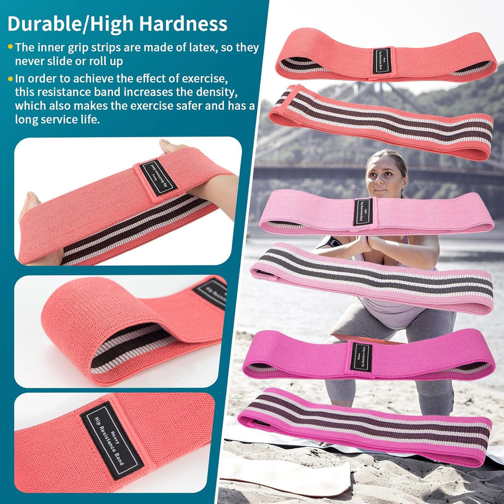 Resistance Bands Sets Portable Exercise Loops for Legs and Hip 3 Resistance Level Workout Weight Bands with Non-Slip Design Workout Flexbands for Home Gym Office Yoga Pilates