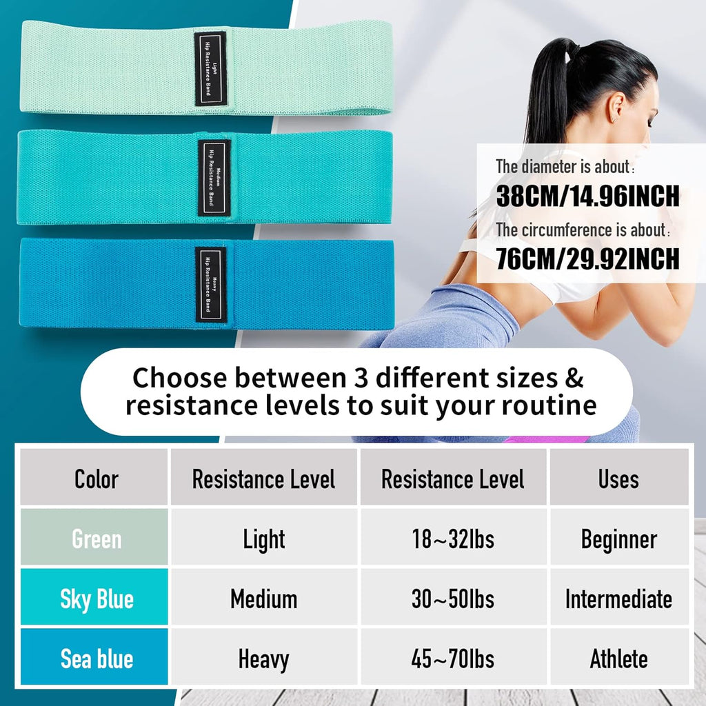 Resistance Bands Sets Portable Exercise Loops for Legs and Hip 3 Resistance Level Workout Weight Bands with Non-Slip Design Workout Flexbands for Home Gym Office Yoga Pilates