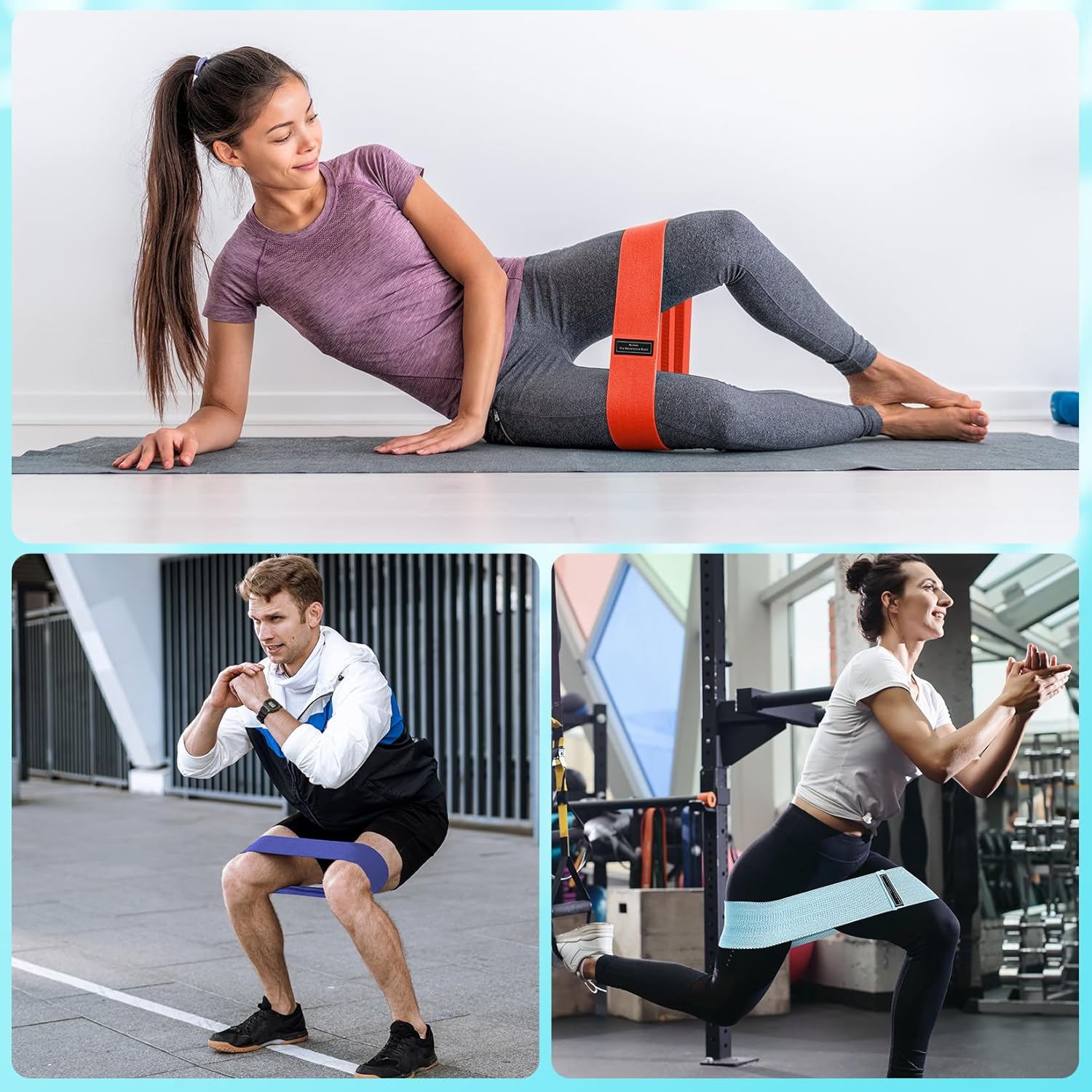 Resistance Bands Sets Portable Exercise Loops for Legs and Hip 3 Resistance Level Workout Weight Bands with Non-Slip Design Workout Flexbands for Home Gym Office Yoga Pilates