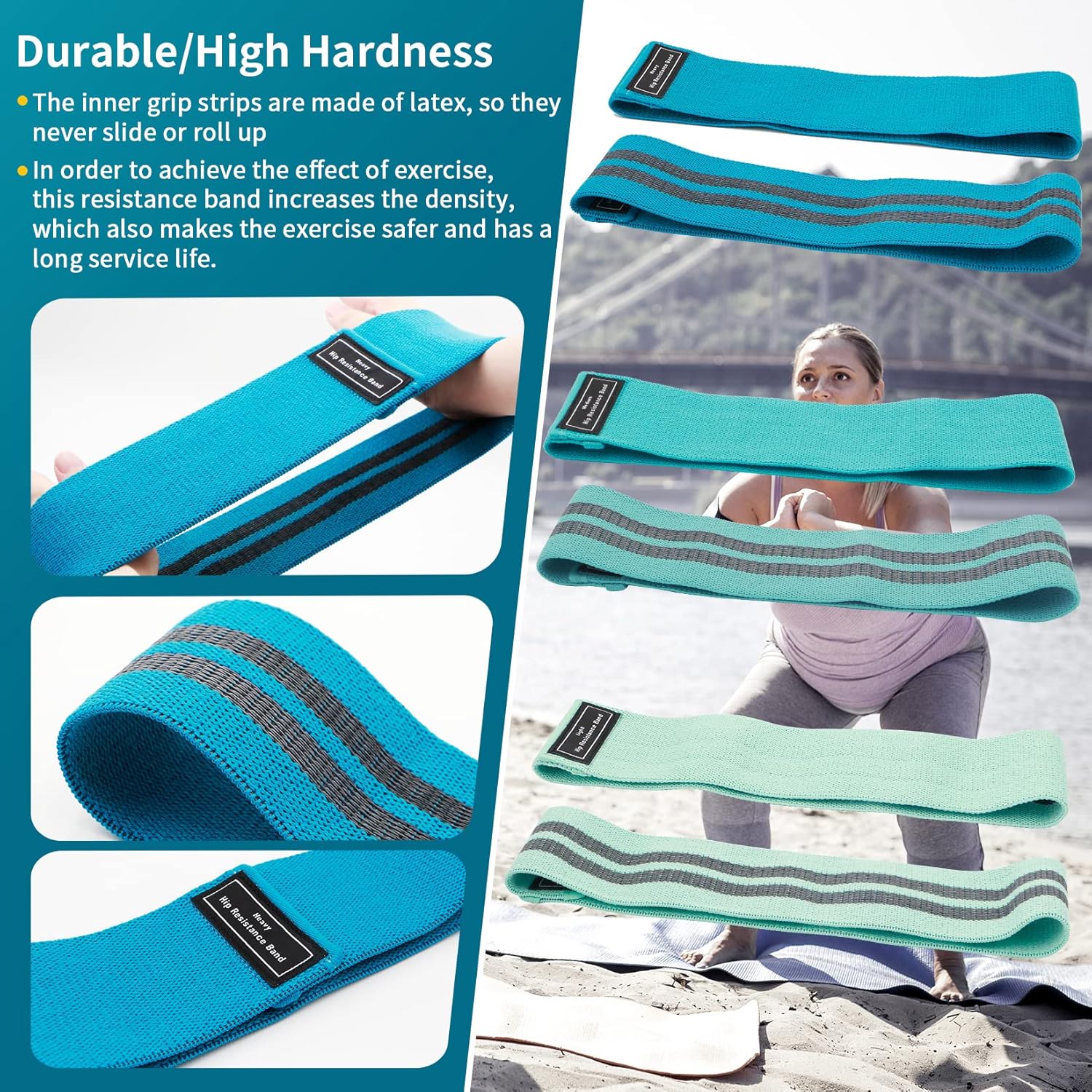 Resistance Bands Sets Portable Exercise Loops for Legs and Hip 3 Resistance Level Workout Weight Bands with Non-Slip Design Workout Flexbands for Home Gym Office Yoga Pilates