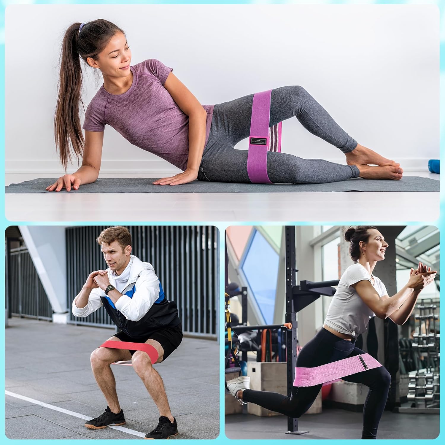 Resistance Bands Sets Portable Exercise Loops for Legs and Hip 3 Resistance Level Workout Weight Bands with Non-Slip Design Workout Flexbands for Home Gym Office Yoga Pilates