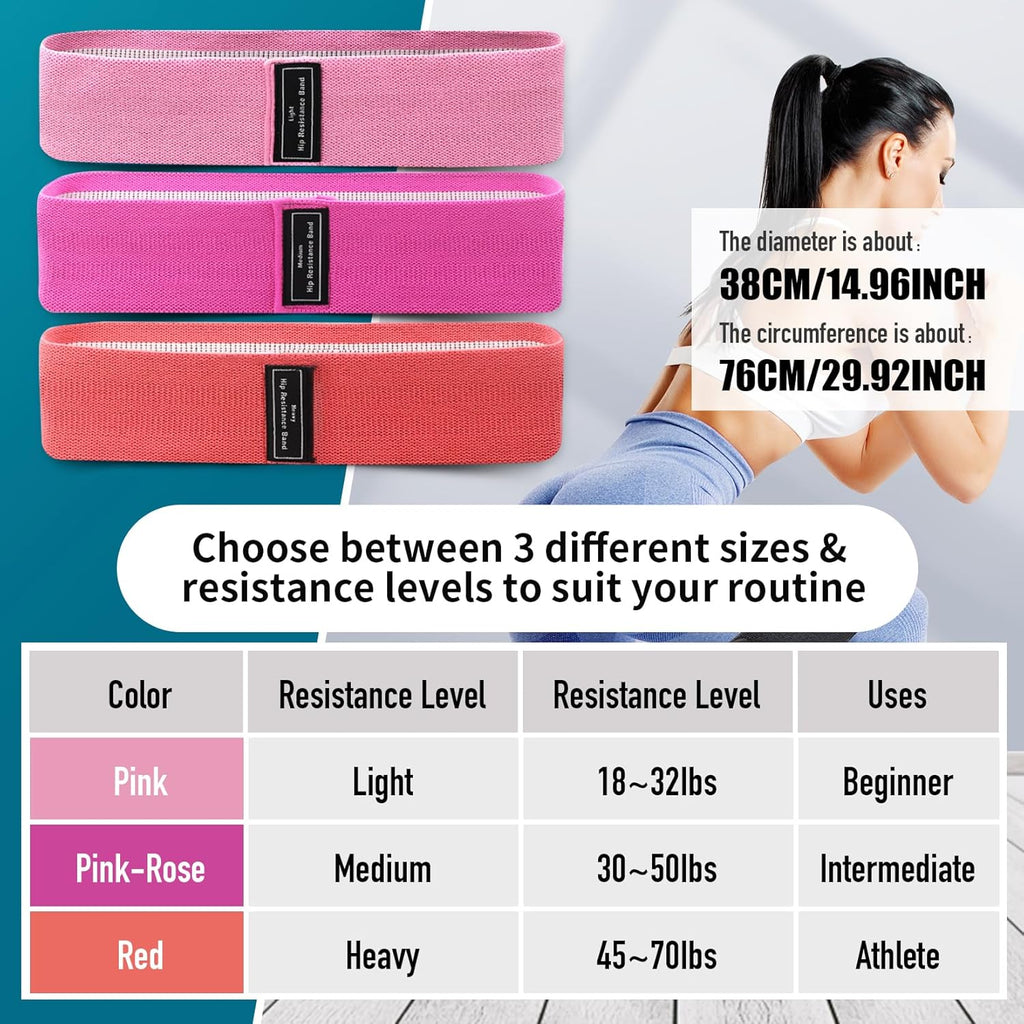 Resistance Bands Sets Portable Exercise Loops for Legs and Hip 3 Resistance Level Workout Weight Bands with Non-Slip Design Workout Flexbands for Home Gym Office Yoga Pilates