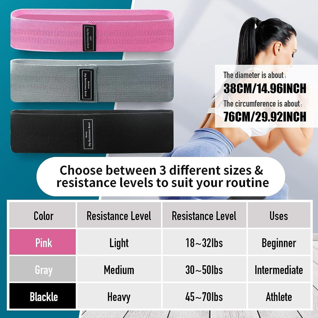 Resistance Bands Sets Portable Exercise Loops for Legs and Hip 3 Resistance Level Workout Weight Bands with Non-Slip Design Workout Flexbands for Home Gym Office Yoga Pilates